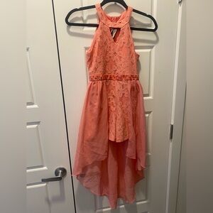 Rare Editions Coral Lace High-Low Girls Dress